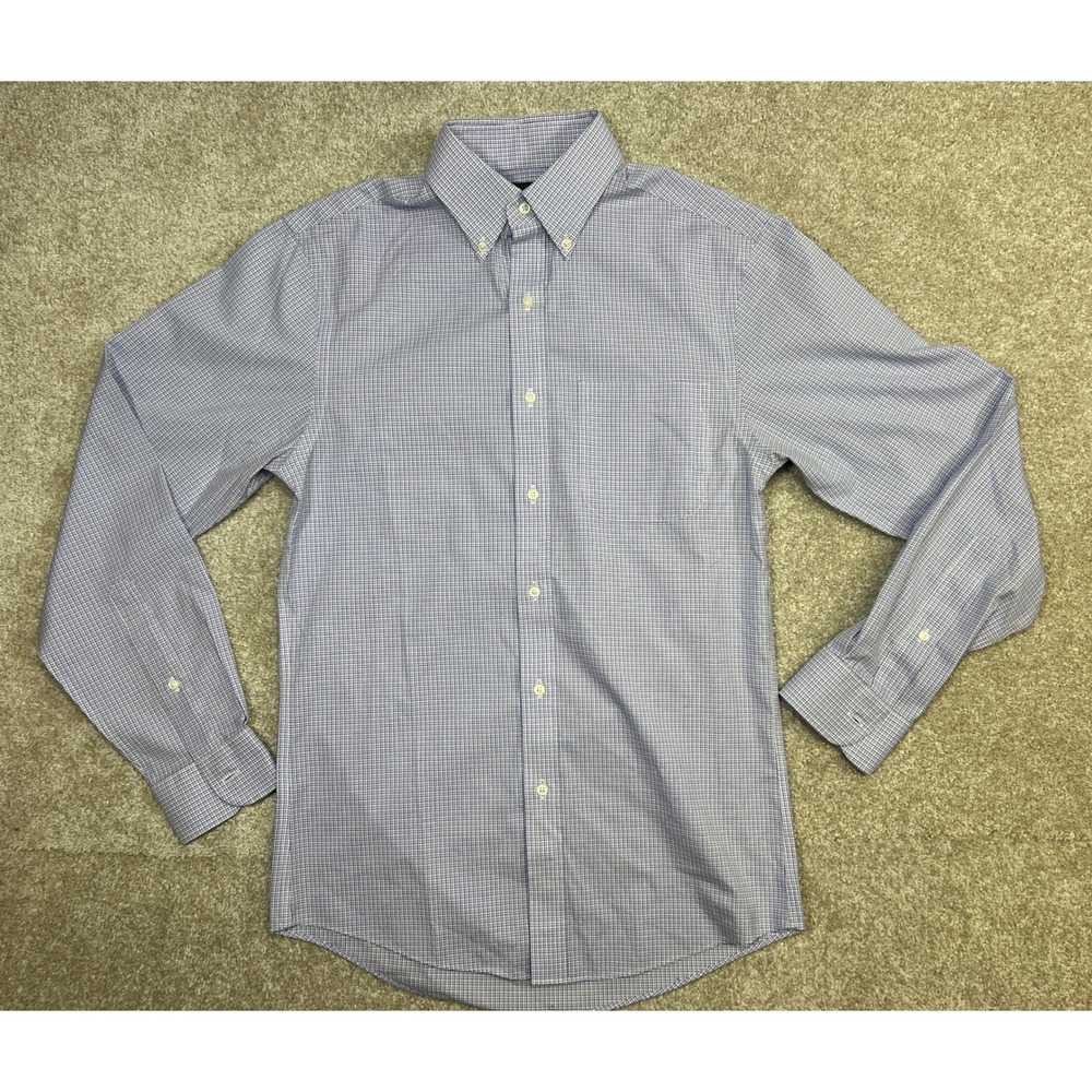 Jos A Bank Traveler Slim Fit Plaid Dress Shirt Mens 14 1/2 33 Long Sleeve Cotton